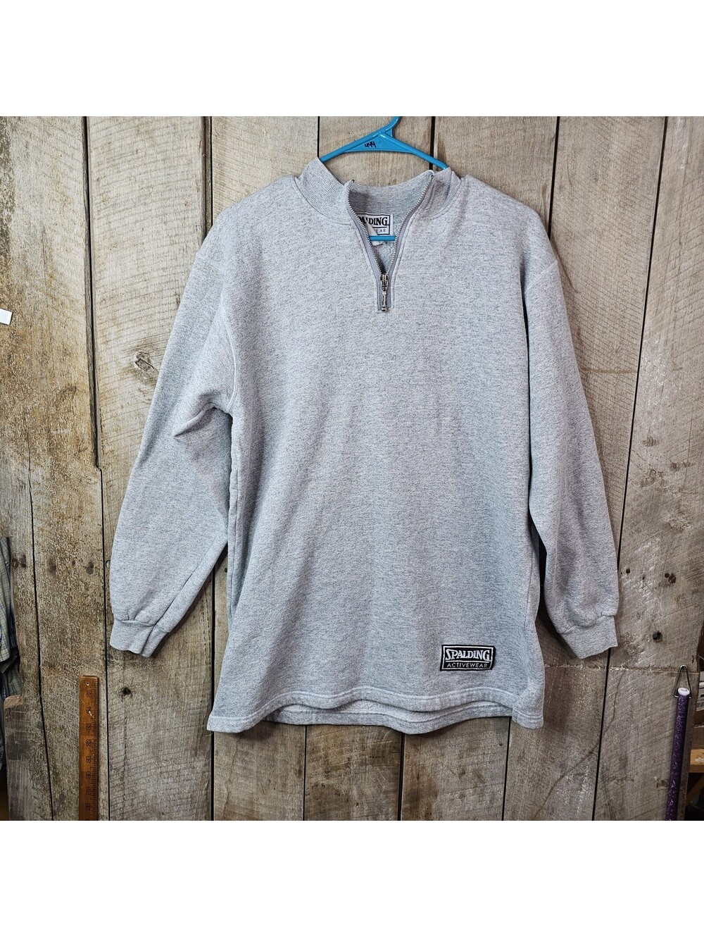 Spalding Activewear Men's Gray 1/4 Zip Mock Neck Sweatshirt Pullover Size M/L